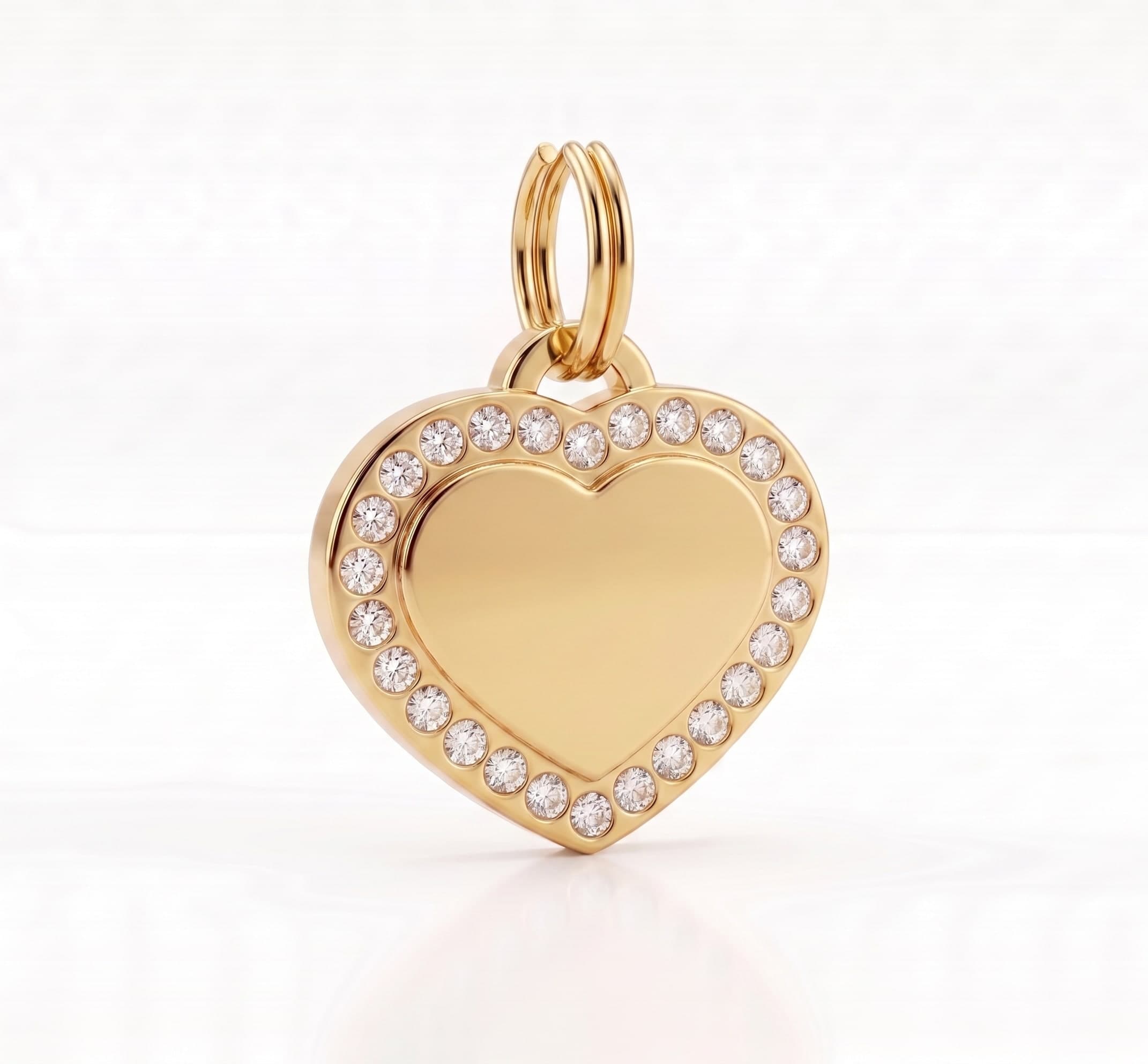 Gold Rhinestone Heart Medallion — Gold
