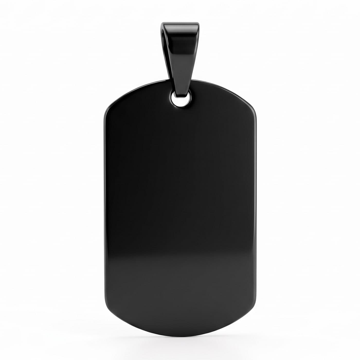 Military Tag Necklace — Black, silver chain